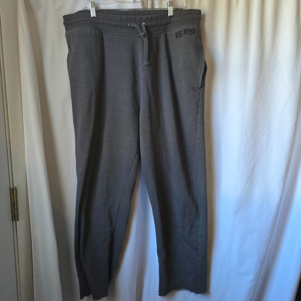 Red Head Brand Co Mens XL Gray Drawstring Fleece Lounge Pants Sweatpants